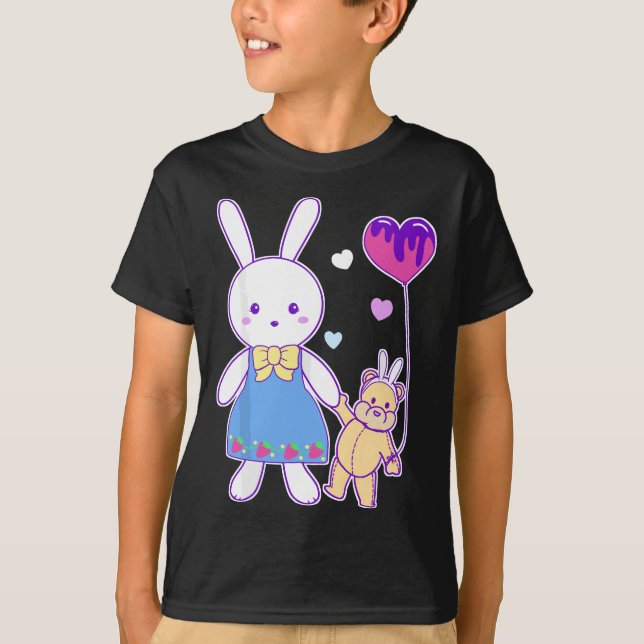 T-shirt Yume Kawaii Fashion Bunny & Teddy Bear Pastel Goth (Devant)