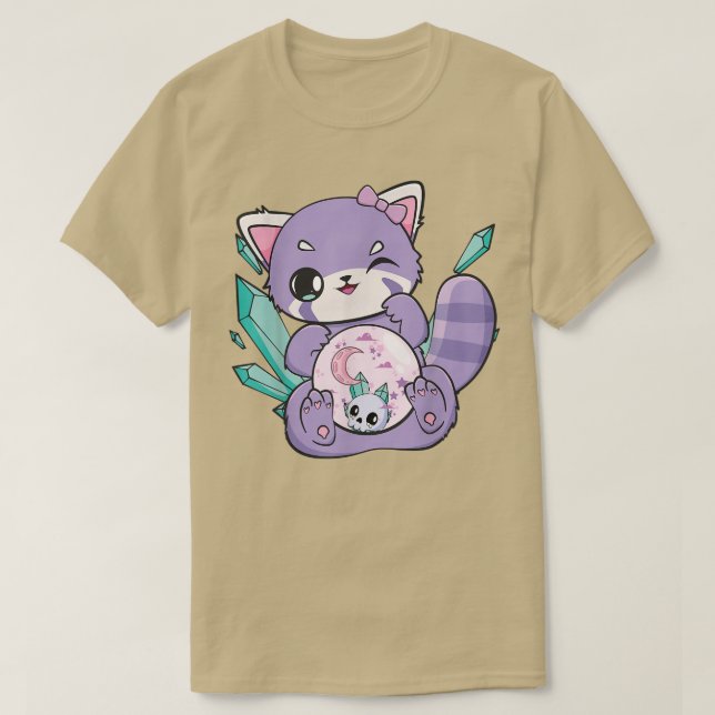 T-shirt Yume Kawaii Rouge Panda Sphère de verre Fairy Kei  (Design devant)