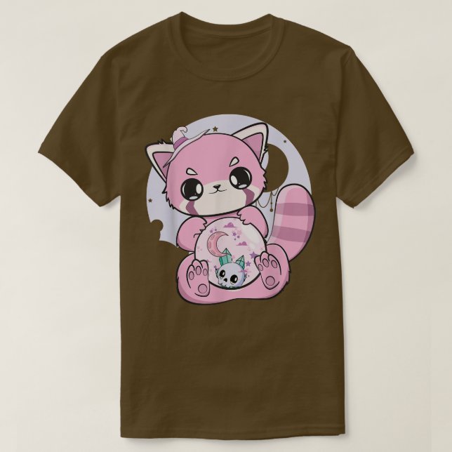 T-shirt Yume Kawaii Rouge Panda Sphère de verre Fairy Kei  (Design devant)