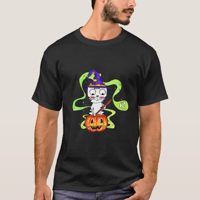 T-shirt Yuna Chat Et Potion D'Amour À Halloween (Devant)