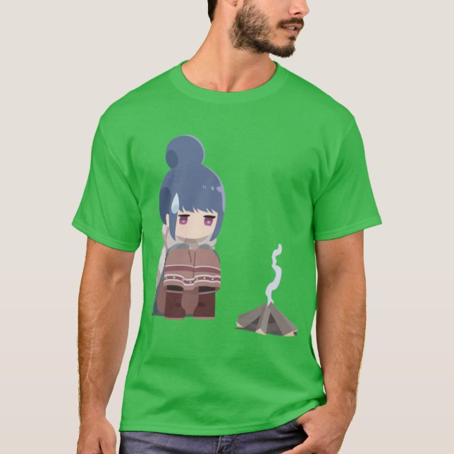 T-shirt Yuru Camp Feu de camp Rin (Devant)