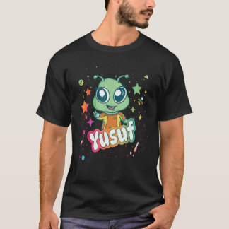 T-shirt YUSUF - Nom du garçon mignon avec un Alien mignon