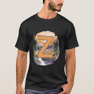 T-shirt Z Big Letter Forest Wild Trek Randonnée