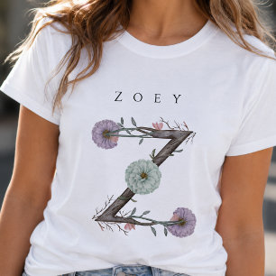 T-shirt Z Floral Monogramme Moderne Minimaliste