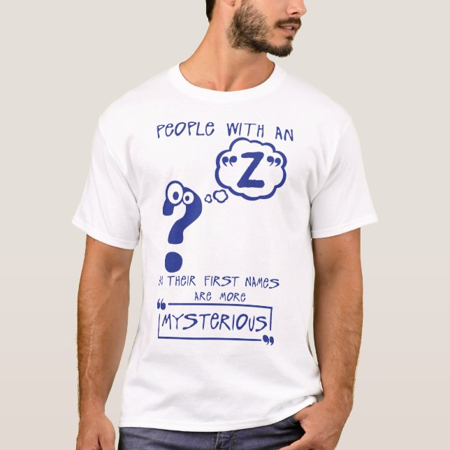 T-shirt z mysterious letter first names citation (Devant)