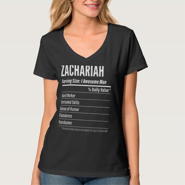 T-shirt Zachariah Taille du service Nutrition Étiquette Ca (Devant)