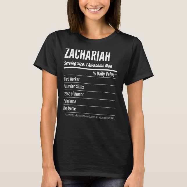 T-shirt Zachariah Taille du service Nutrition Étiquette Ca (Devant)