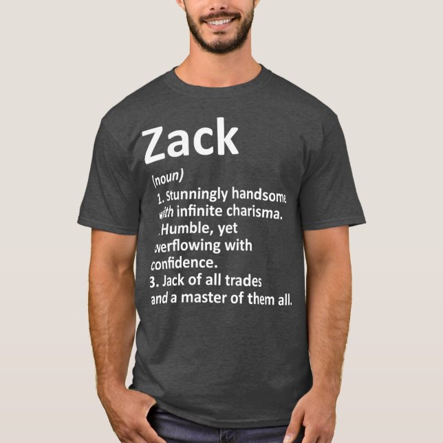 T-shirt ZACK Définition Nom personnalisé Amusant Anniversa (Devant)