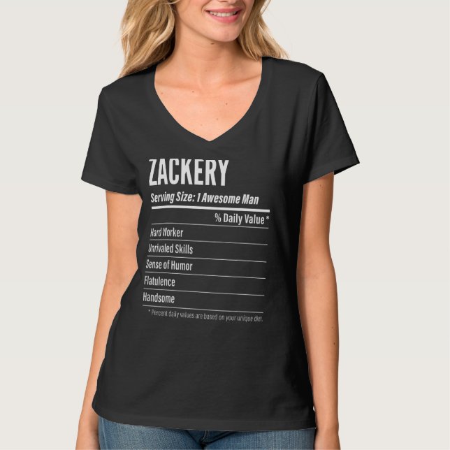 T-shirt Zackery Taille du service Nutrition Étiquette Calo (Devant)