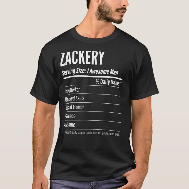 T-shirt Zackery Taille du service Nutrition Étiquette Calo (Devant)