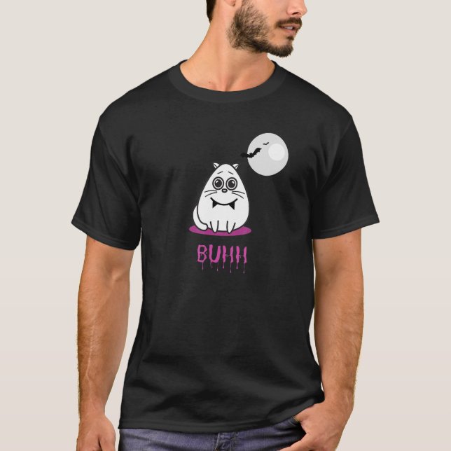 T-shirt Zad Le Chat Halloween Buhh Avec Un Chat Mélange (Devant)