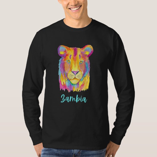T-shirt Zambia African Lion Wildlife And Nature (Devant)