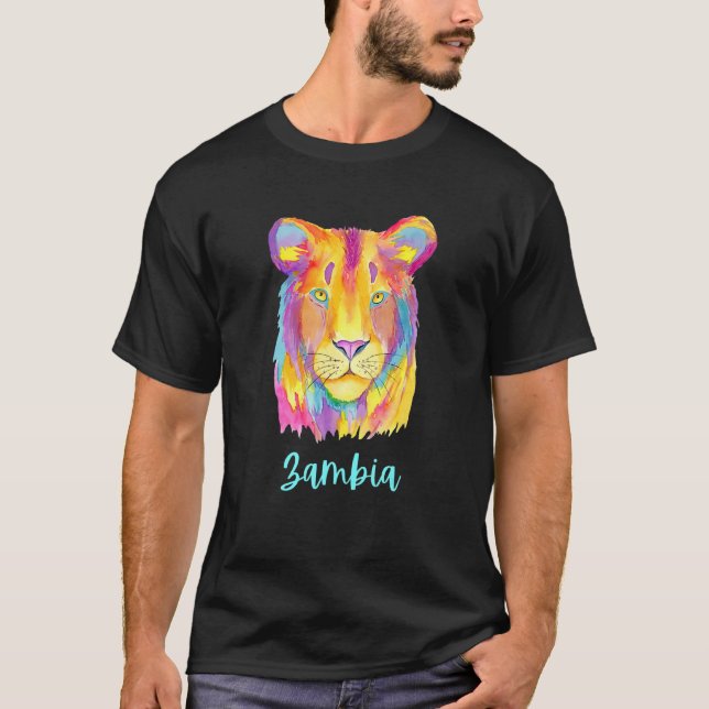 T-shirt Zambia African Lion Wildlife And Nature (Devant)