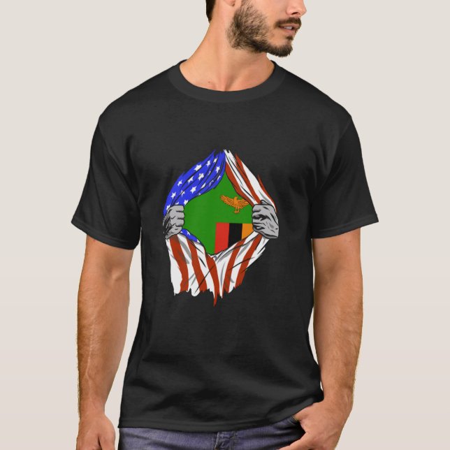 T-shirt Zambia Chest USA America Zambian Flag Zambian Prid (Devant)