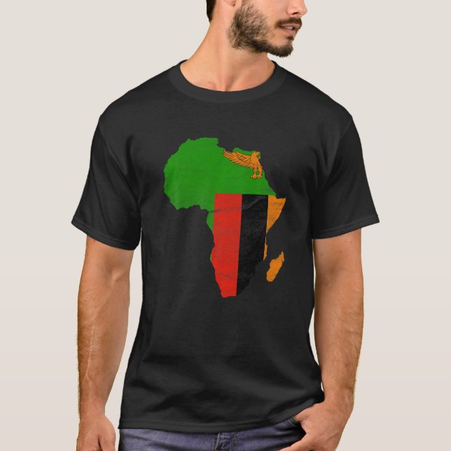 T-shirt Zambia Flag Africa Continent Silhouette Gift for Z (Devant)