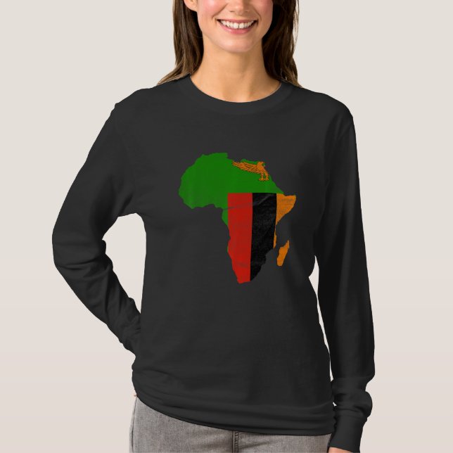 T-shirt Zambia Flag Africa Continent Silhouette Gift for Z (Devant)
