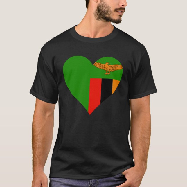 T-shirt Zambia Flag Heart Zambia  Love Zambia (Devant)
