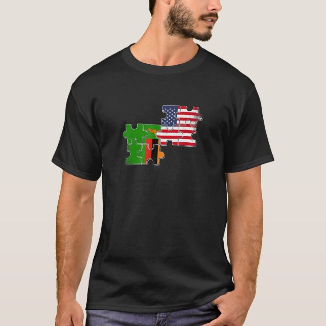 T-shirt Zambia USA Zambian American Flag (Devant)
