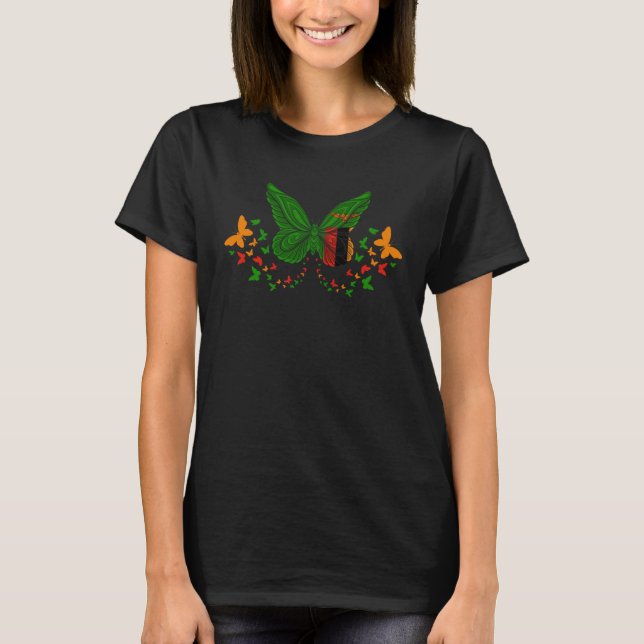 T-shirt Zambian Zambia Zambian Flag Butterflies (Devant)