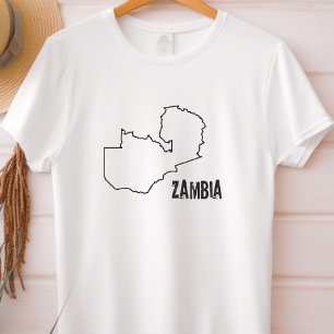 T-shirt Zambie Carte du pays Forme de la frontière zambien