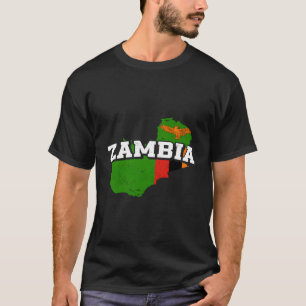 T-shirt Zambie Carte Et Drapeau Souvenir Zambien