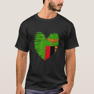 T-shirt Zambie Coeur Drapeau zambien Fierté zambienne