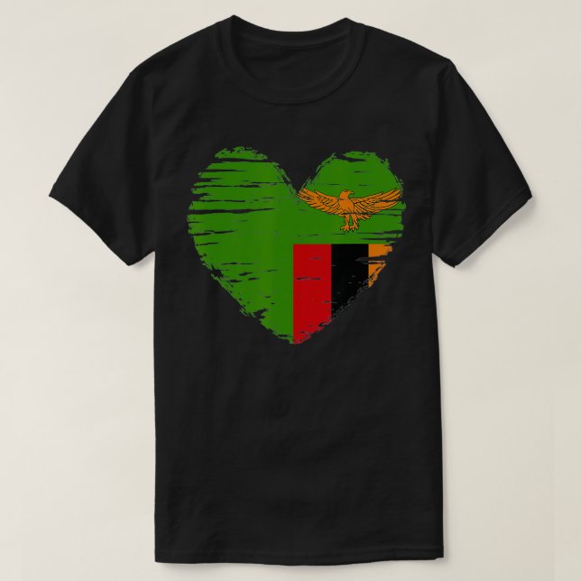 T-shirt Zambie Heart Zambian Flag Zambian idée cadeau (Design devant)