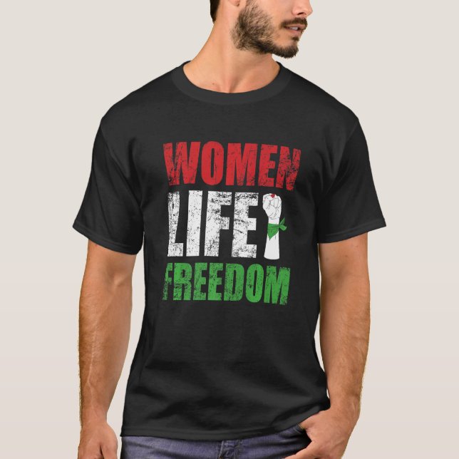 T-shirt Zan Zendegi Azadi Perse Femme Vie Liberté Main (Devant)