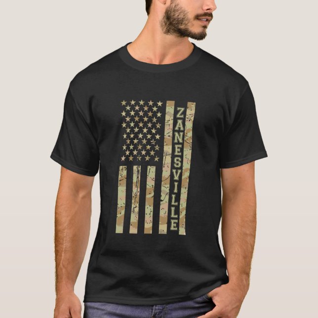 T-shirt Zanesville City Pride Ohio Desert Camo Distressed  (Devant)