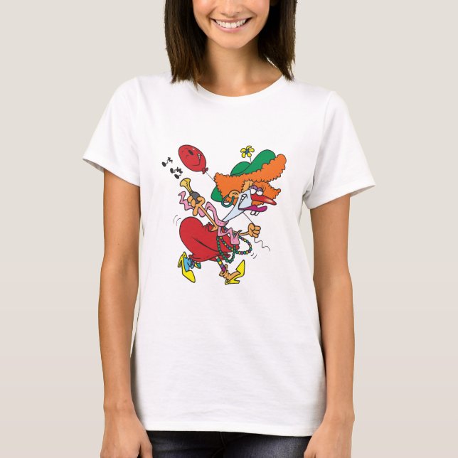 T-shirt Zany Woman Running Clown (Devant)