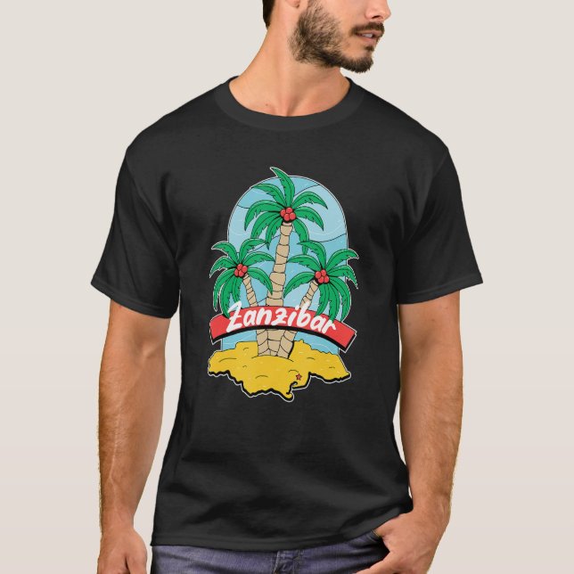 T-shirt Zanzibar Palm Beach Surfing Souvenir Beach Vacatio (Devant)