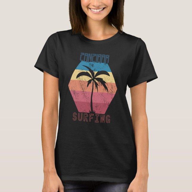 T-shirt Zanzibar Surfing Palm tree Sun Island Beach Vacati (Devant)