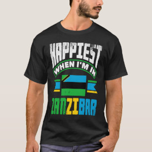 T-shirt Zanzibar Zanzibari Drapeau Le Plus Heureux Quand J