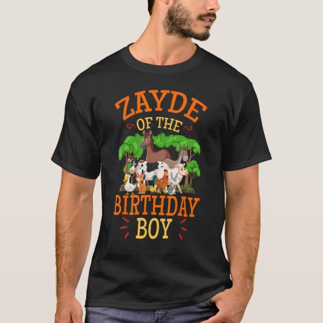 T-shirt Zayde De L'Anniversaire Boy Animal Farm Thème Anni (Devant)