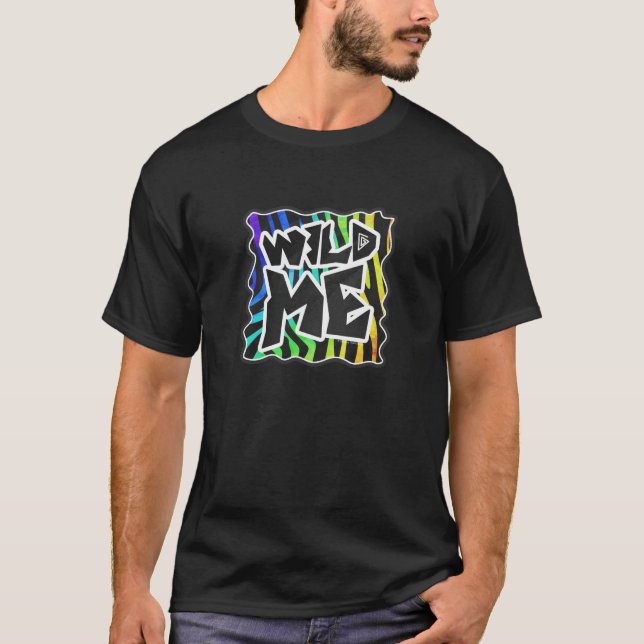 T-shirt Zebra Black et Rainbow Wild Me (Devant)