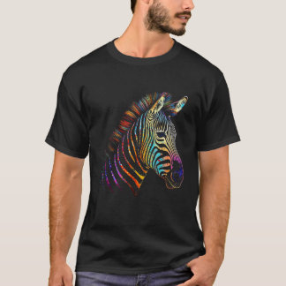 T-shirt Zebra Colorful - Art Animal Zoo Amoureux des anima