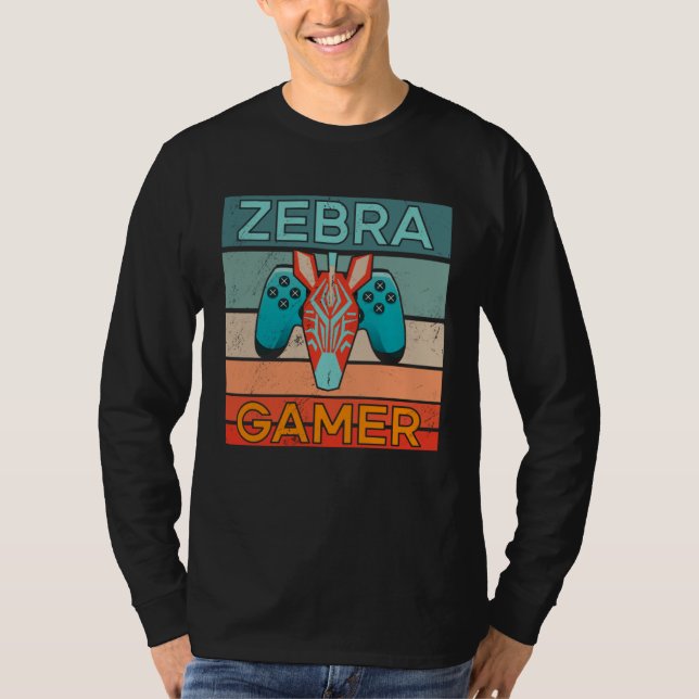 T-shirt Zebra Gamer Africa Gaming Game Animal Zebra (Devant)