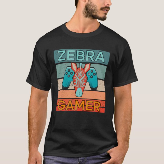 T-shirt Zebra Gamer Africa Gaming Game Animal Zebra (Devant)