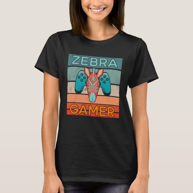 T-shirt Zebra Gamer Africa Gaming Game Animal Zebra (Devant)