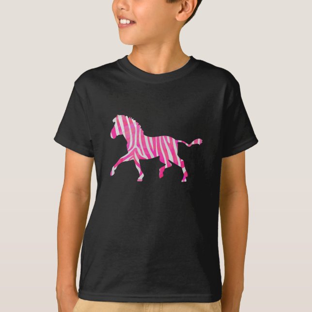 T-shirt Zebra Hot rose et blanc Silhouette (Devant)