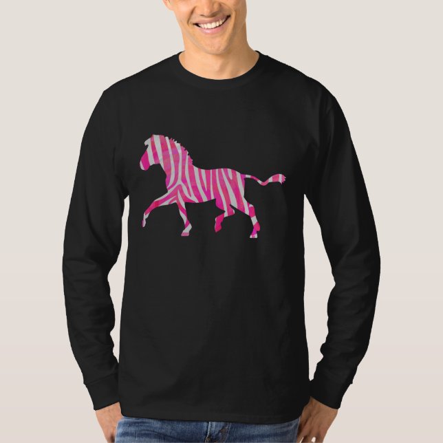 T-shirt Zebra Hot rose et blanc Silhouette (Devant)