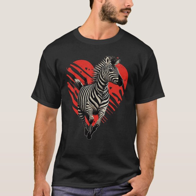 T-shirt Zebra Love Heart for Valentines Day on Zebra  4 (Devant)