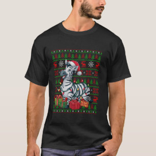 T-shirt Zebra Noël éclaire le vilain Santa Hat Zebra Noël