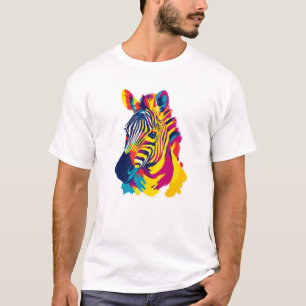 T-shirt Zebra Portrait Illustration aquarelle peinture
