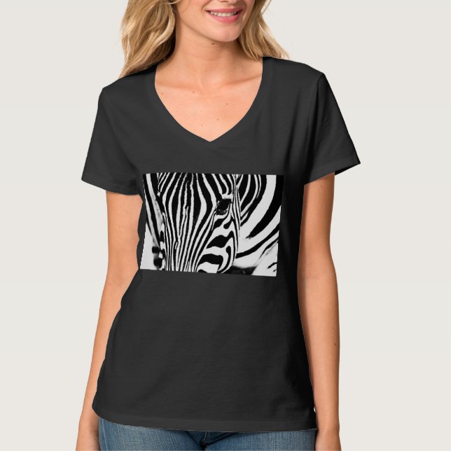 T-shirt Zebra portrait noir et blanc (Devant)