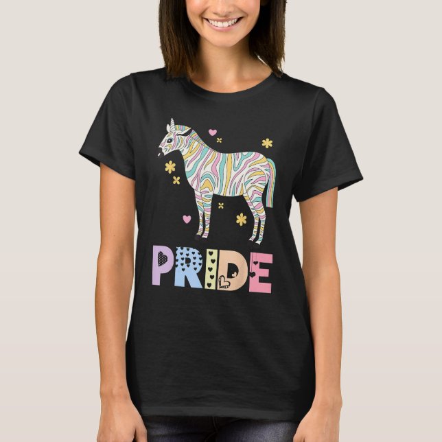 T-shirt Zebra Pride Rainbow Animal LGBTQIA Men Women Girls (Devant)