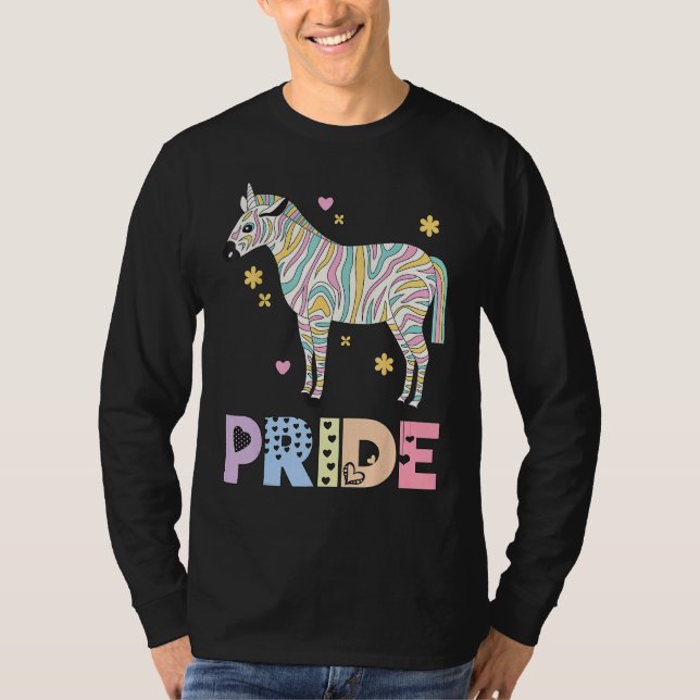 T-shirt Zebra Pride Rainbow Animal LGBTQIA Men Women Girls (Devant)