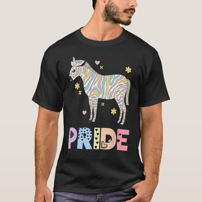 T-shirt Zebra Pride Rainbow Animal LGBTQIA Men Women Girls (Devant)