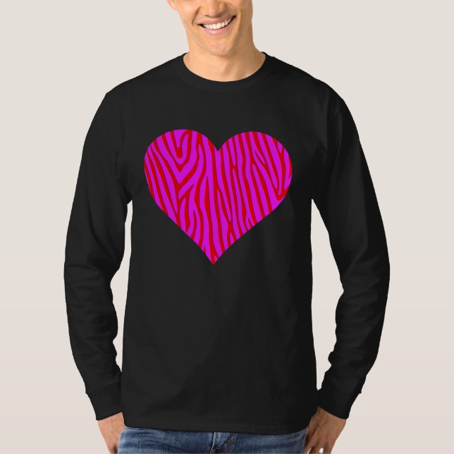 T-shirt Zebra Print Heart Love Graphic Cute Valentines Day (Devant)
