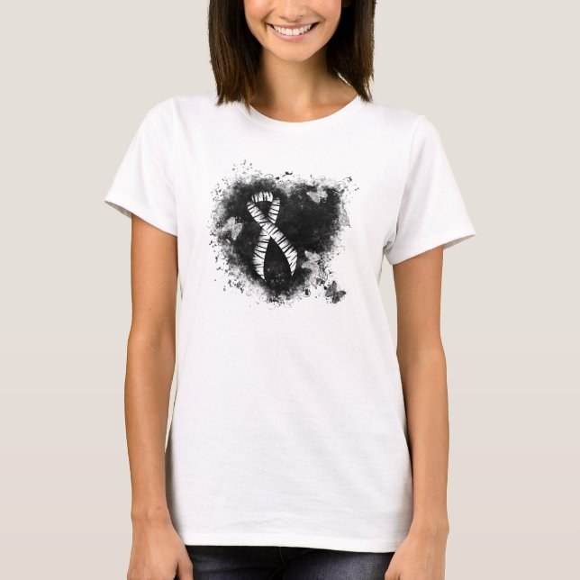 T-shirt Zebra Print Ribbon Grunge Heart (Devant)